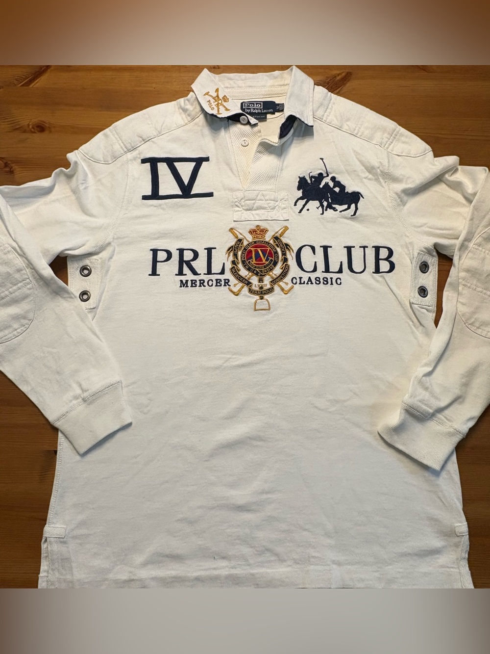 Polo Ralph Lauren Custom Fit Rugby Shirt Mens M PRL Club Mercer Classic White